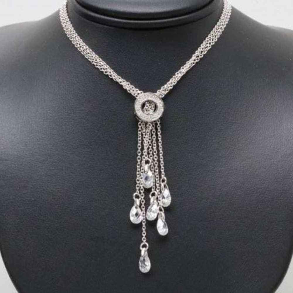 Sterling silver glass crystal necklace